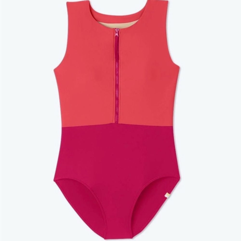 Summersalt sz 2 zipper one piece swimsuit magenta pink orange
